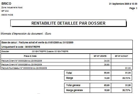&eacute;dition rentabilit&eacute; par dossier